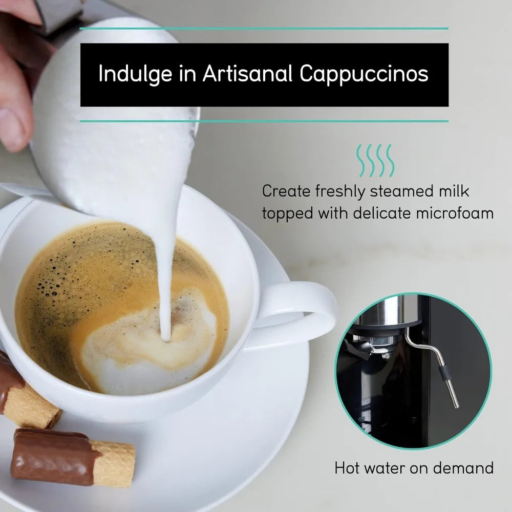 Coffee Espresso Machine, Quick-Brew Espresso Maker with Milk Frother & 1.3 Liter Removable Water Tank
