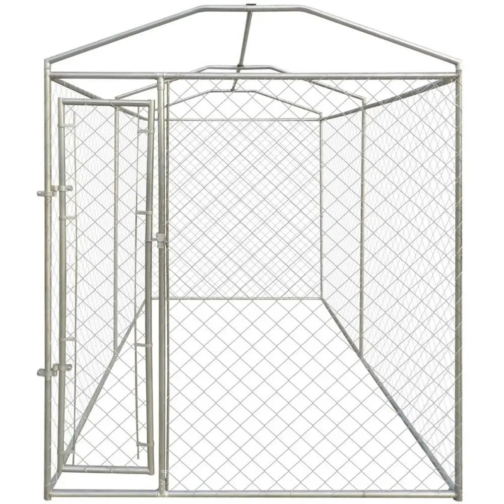 Outdoor Dog Kennel Fence Heavy Duty Large with Canopy Top 13'x6' Galvanized Steel Frame and Mesh Lockable Latch System[US-Stock]
