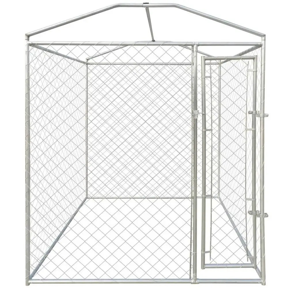 Outdoor Dog Kennel Fence Heavy Duty Large with Canopy Top 6'x6' Galvanized Steel Frame and Mesh Lockable Latch System[US-Stock]