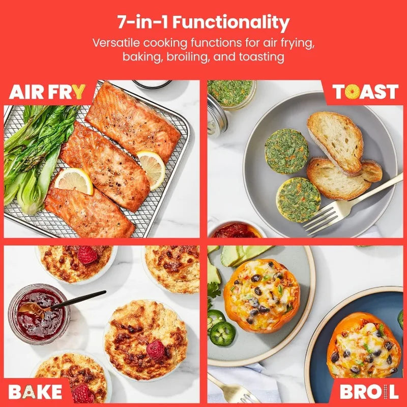 Air Touch Air Fryer Toaster Oven Combo, 4-In-1 Black Convection Oven Countertop, Cook a 10-In Pizza, 4 Slices of Toast, Air Fry