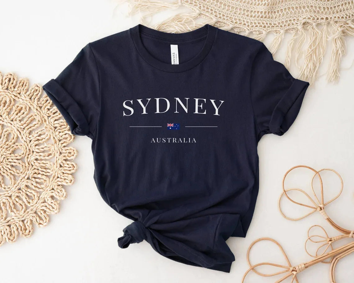 Newest Women's Summer Sydney Letters Print Y2k T-shirt Ladies Short Sleeved Luxury Tees Clothing Loose Pure Cotton Soft Tops