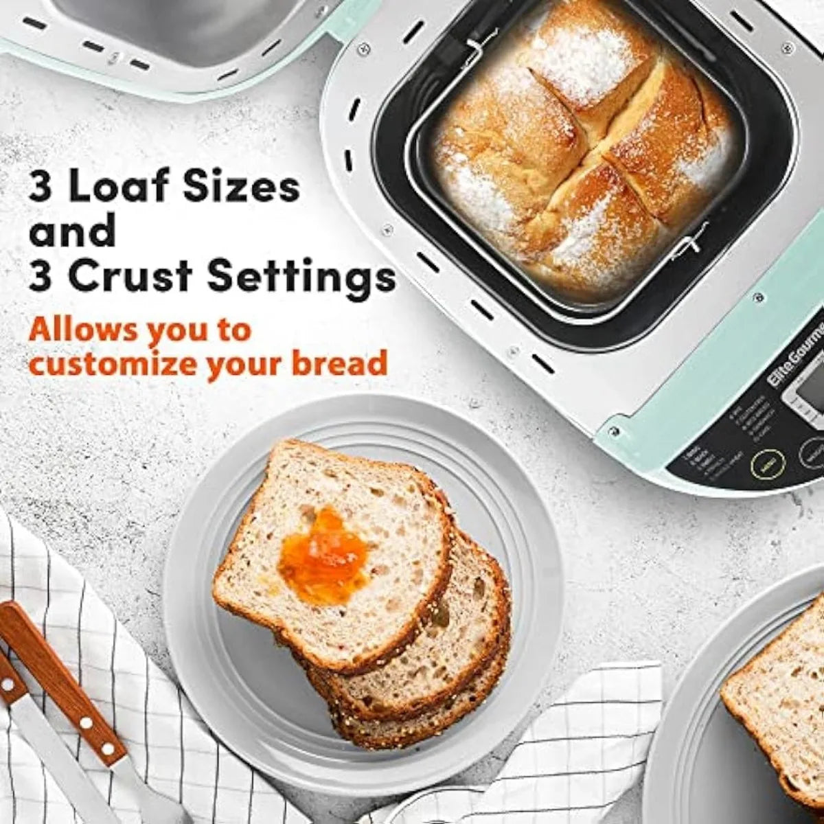 Programmable Bread Maker Machine 3 Loaf Sizes, 19 Menu Functions , 2 Lbs, Mint  | USA | NEW