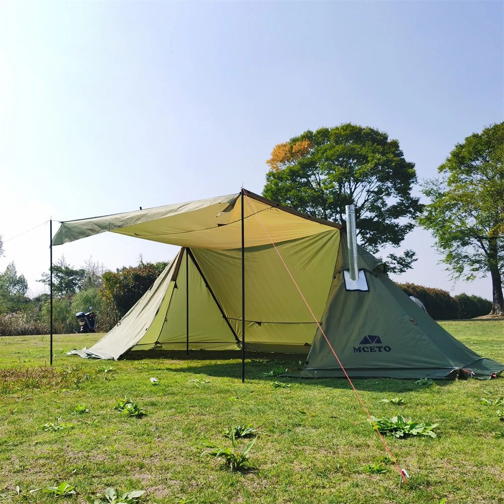Outdoor Windproof Camp Tent with Stove Jack 4 Season Tent Sun Shelter for Family Camping Hunting Fishing roof top tent