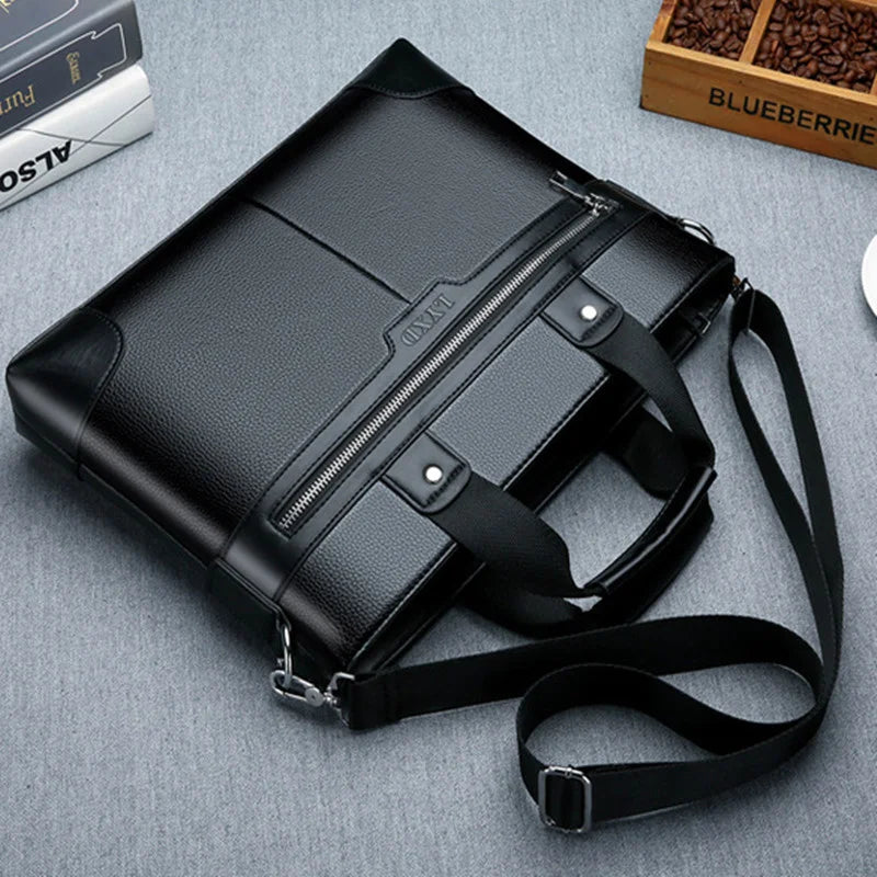 Business Leather Men's Briefcase Fashion Man Handbag Office Male Shoulder Messenger Bag 14" Laptop Bag