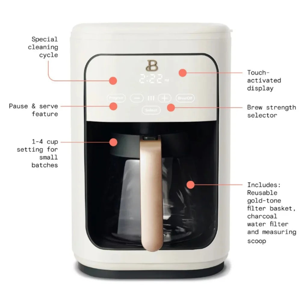 Beautiful Coffee Makers 14 Cup Programmable Touchscreen Coffee Maker White Icing by Drew Barrymore