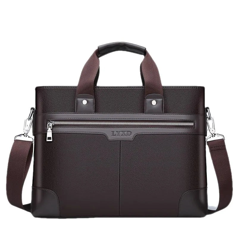 Business Leather Men's Briefcase Fashion Man Handbag Office Male Shoulder Messenger Bag 14" Laptop Bag