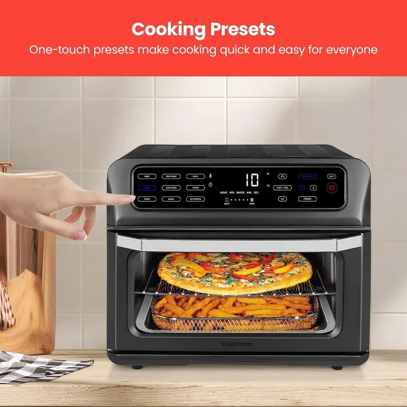Air Touch Air Fryer Toaster Oven Combo, 4-In-1 Black Convection Oven Countertop, Cook a 10-In Pizza, 4 Slices of Toast, Air Fry