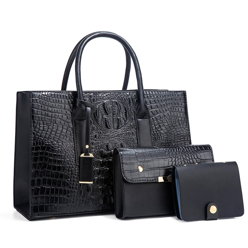 TRAVEASY 2023 New Crocodile Pattern Handbag Women PU Leather Vintage Style Shoulder Bag Large Capacity Laides Hand Bags