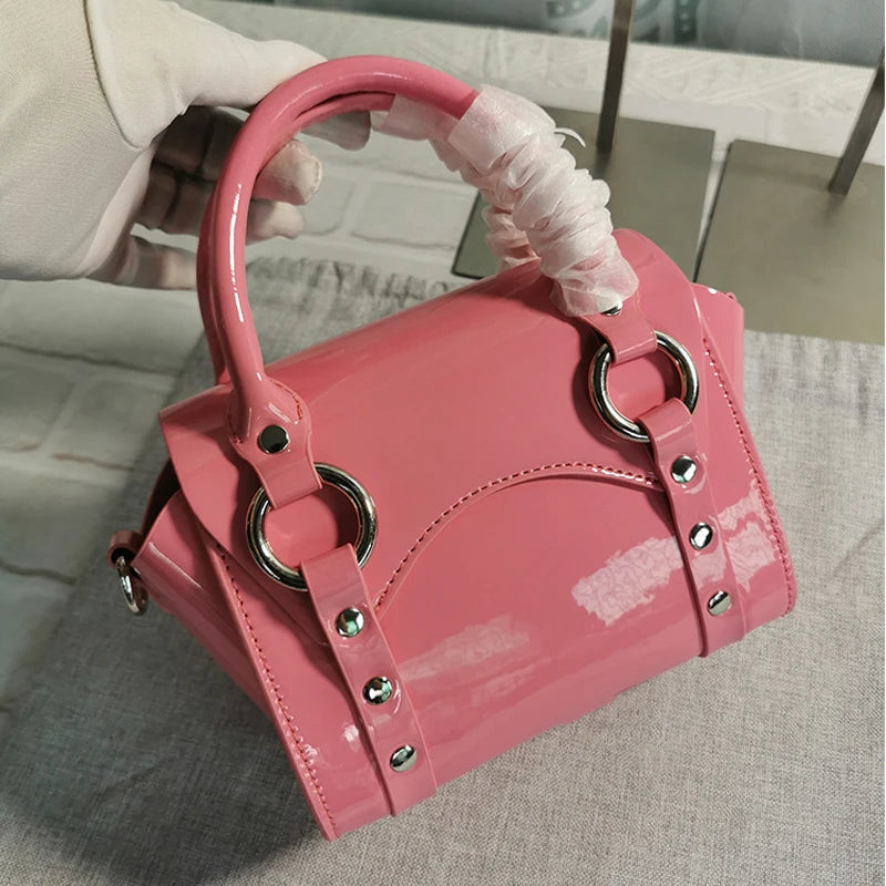 New Saturn Crossbody Bag For Womens Fashion Y2K Korean Style Patent Leather Mini Tote Dumpling Bag For Women 2024 Trendy Gift